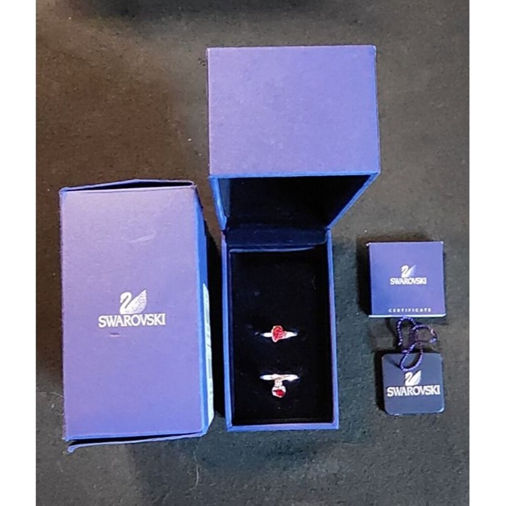 Swarovski Eros Siam Red Crystal Heart Ring 0992705 Size 58 US 8 Box